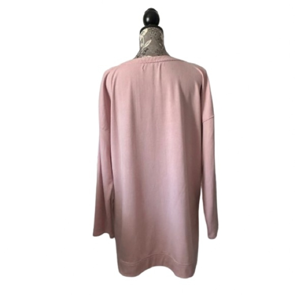 Rae Dunn Women's L Blush Pink Longs Sleeves Scoop Neck "Weekend" Sweatshirt Top - Picture 3 of 16